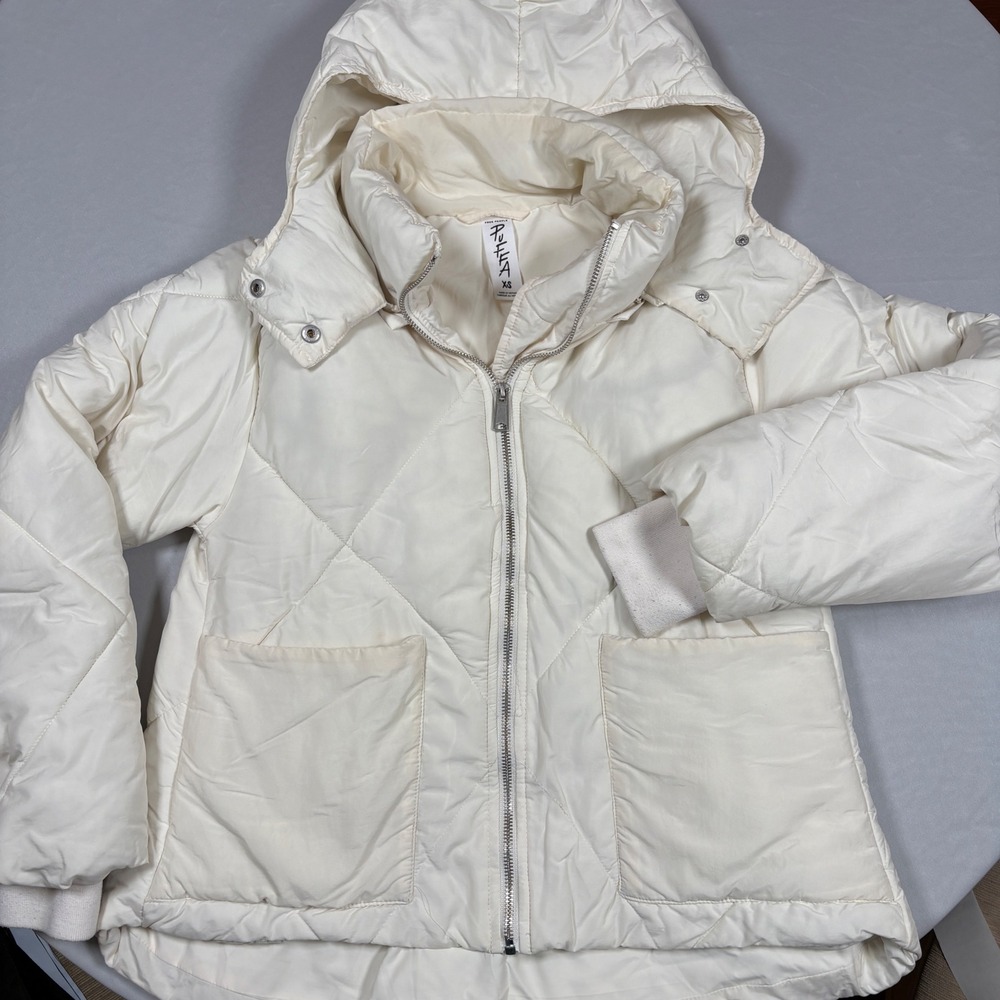Free People Emmy Swing Puffer Jacket Off White Cream Hooded Diamond Quilt XS